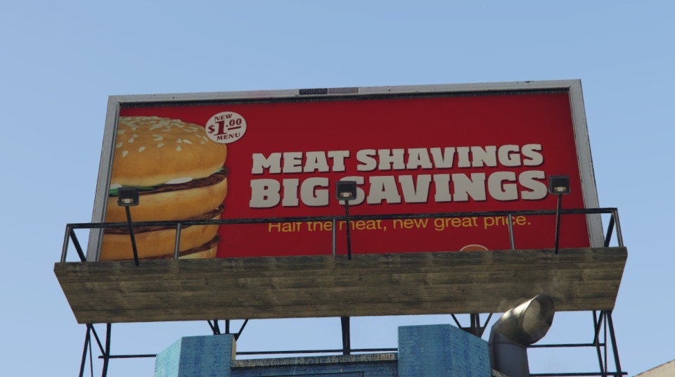 Meat shavings Big savings billboard